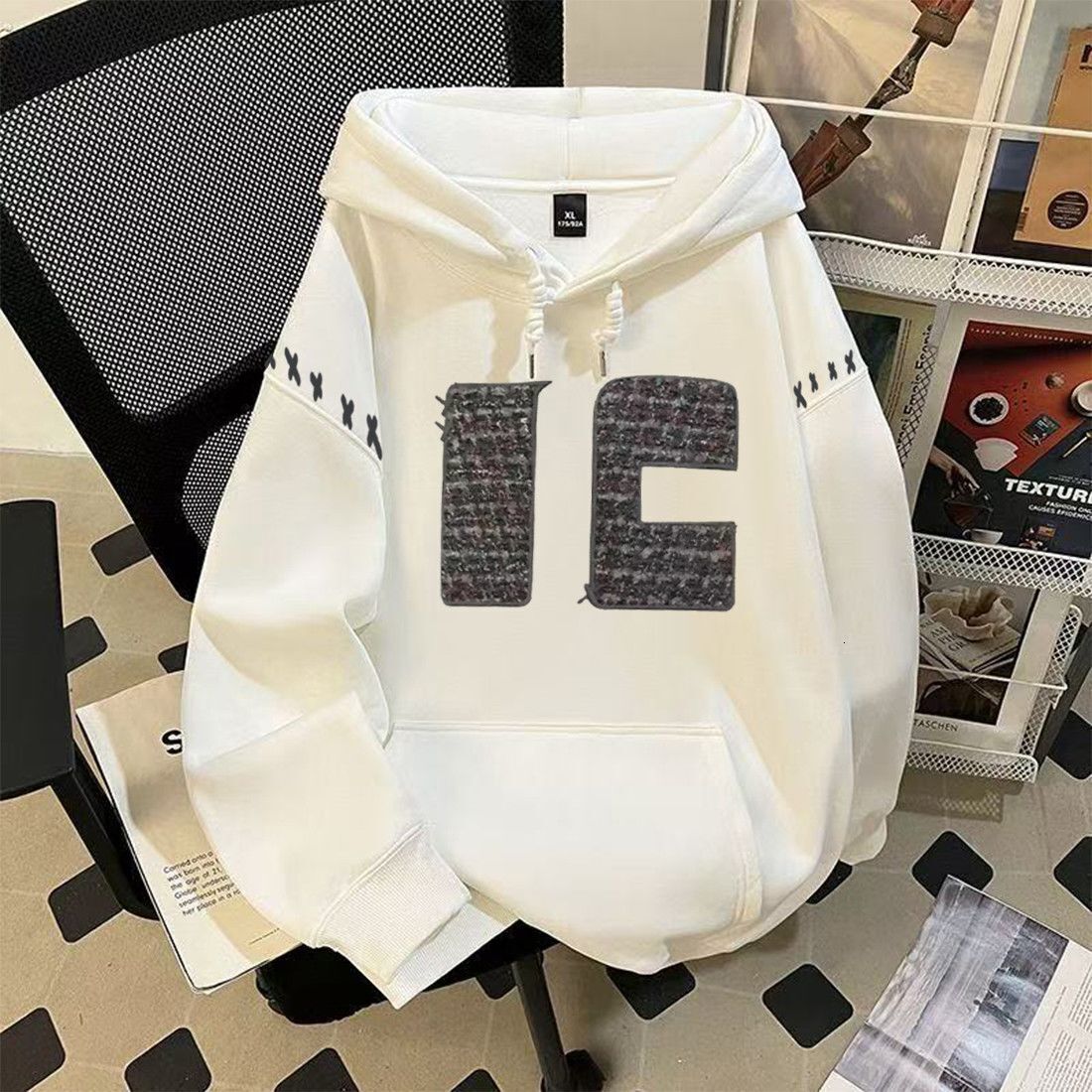 NASA American Style Heavyweight Fleece Hoodie Unisex Loose Fit Versatile Autumn Winter Couple Trendy Slimming Jacket Top