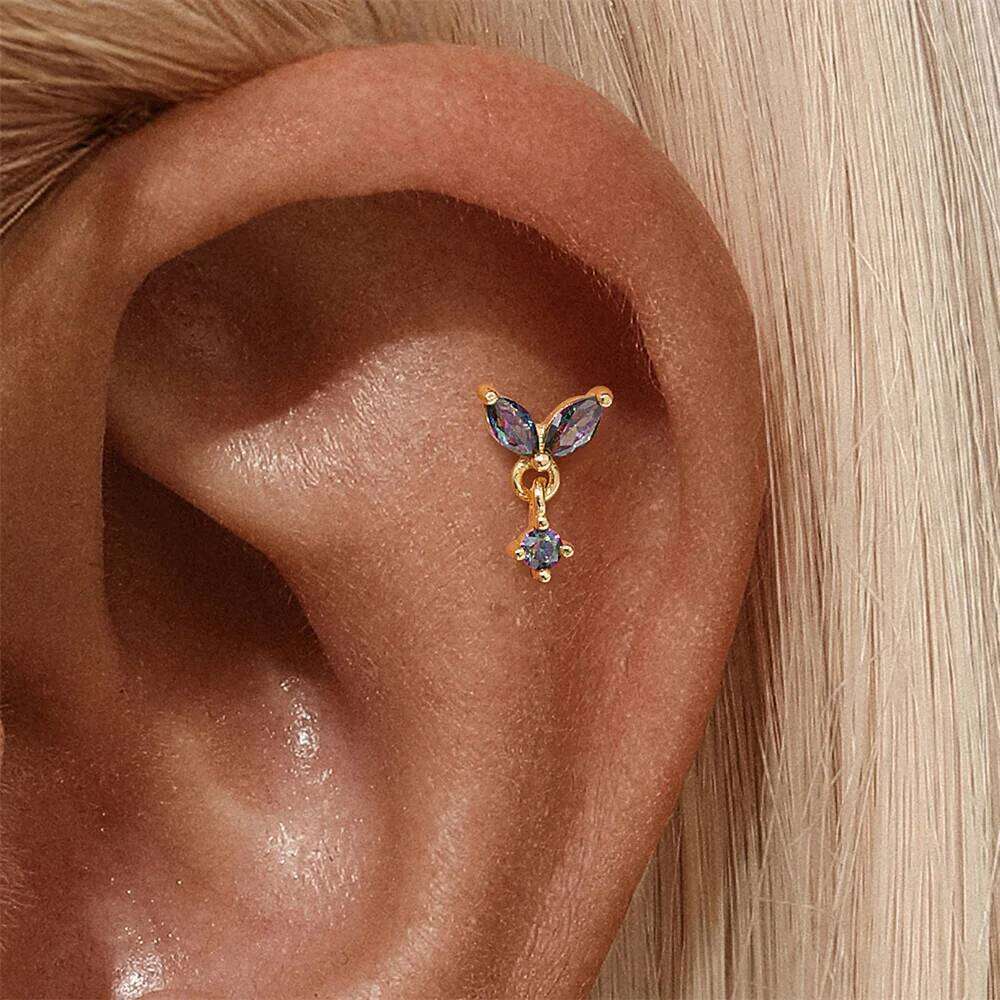 Aide Genuine Gleaming Rainbow Quartz Stone 925 Sterling Silver Stud Earrings Women Fashion Statement Gemstone Piercing Jewelry