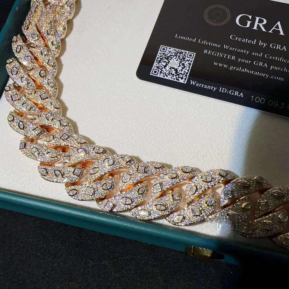 High Quality Hip Hop Custom Diamond 20MM Width Iced Out Jewelry 925 Sterling Silver Moissanite Cuban Link Chain