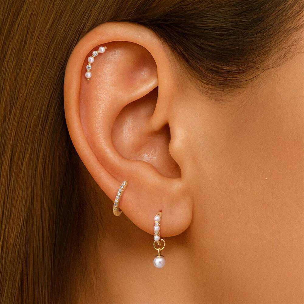 Aide Gold Earrings Set Women 925 Silver Huggie Hoop Stack Zircon Earring for Multiple Piercing Hypoallergenic Jewelry