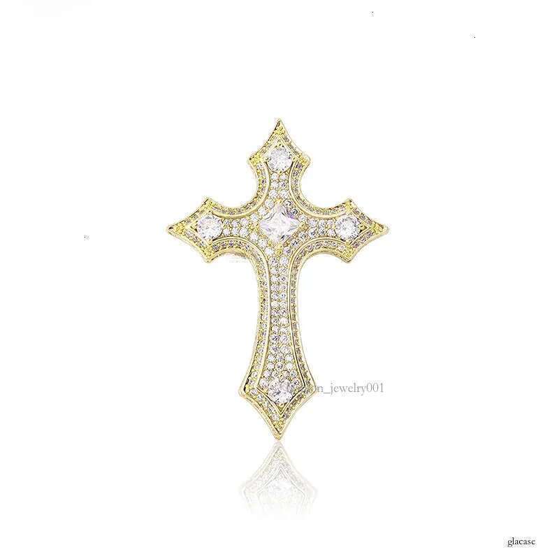 Cross Pendant Full Moissanite chain Personality Hip-Hop Necklace Gold Jewelry