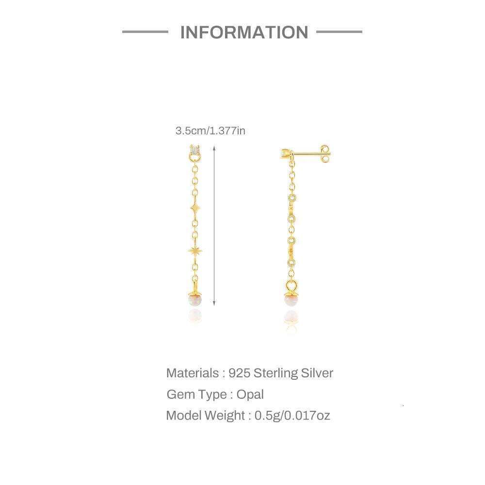 Aide 1piece 925 Sterling Silver Opal Pendant Tassel Earrings For Women Exquisite Charms Drangle Hanging Earring Bride Gift Jewel