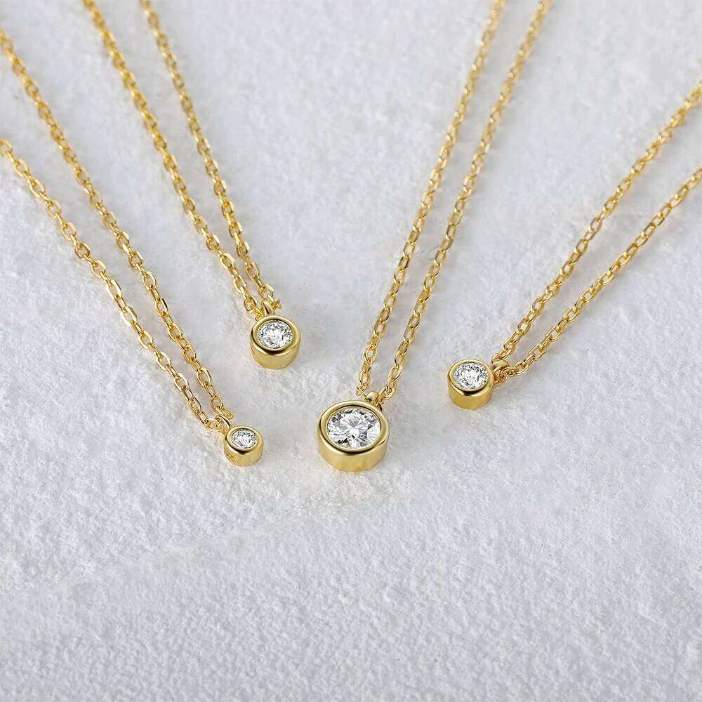 Aide 925 Sterling Silver Shiny Round Zircon Pendant Necklaces Chain Choker Statement Necklace For Women Collares Jewelry Gift