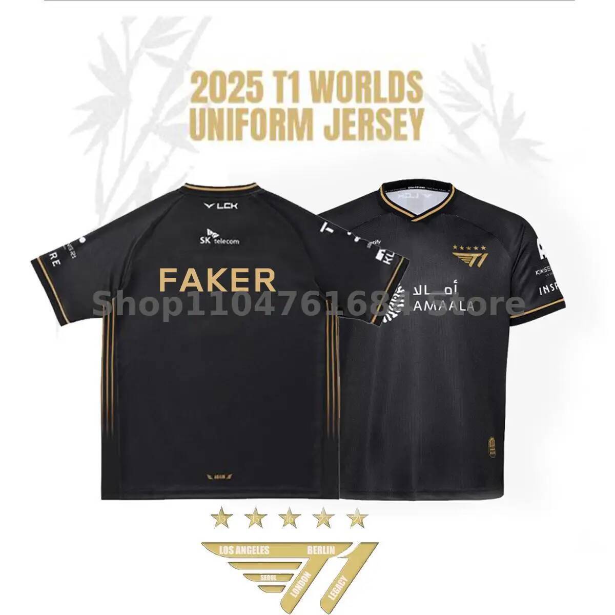 Zj50 Men's T-shirts New T1 Esports Team Uniform T-shirt League of Legends World Finals Jersey t Shirt Lol Games Faker Fan Support Men Clothes Uhdy