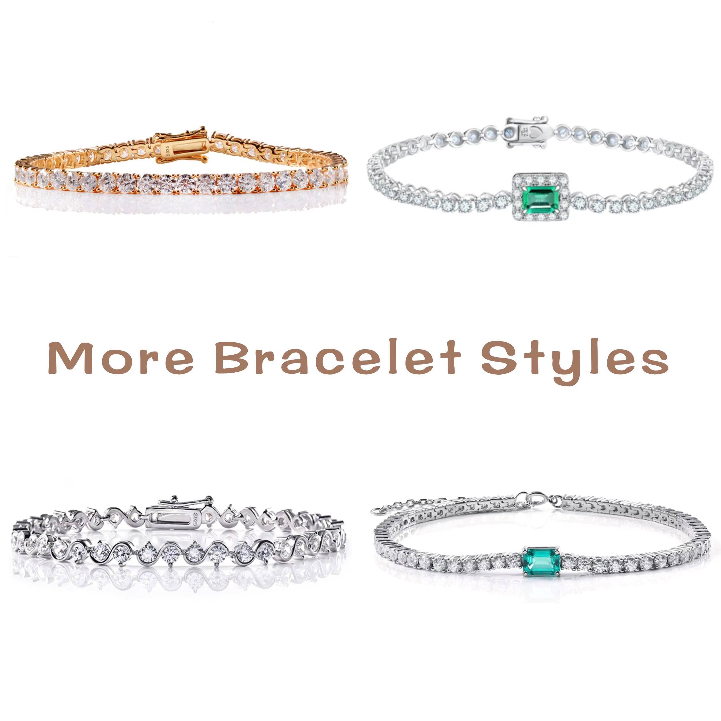 Moissanite Jewelry 925 Sterling Silver Diamond Gemstone Bracelet Custom Moissanite Charm Tennis Bracelet Women