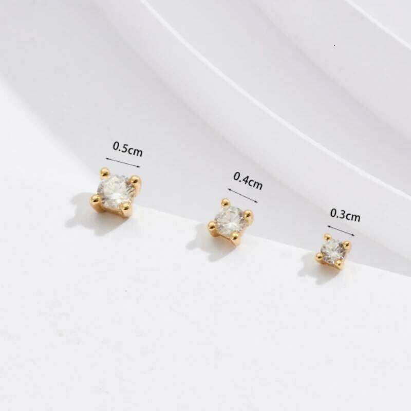 Aide 925 Sterling Silver 3pcs Set 2/3/4mm Mini Round Zircon Bar Piercing Stub Earring For Women Minimalist Jewelry Party Gift