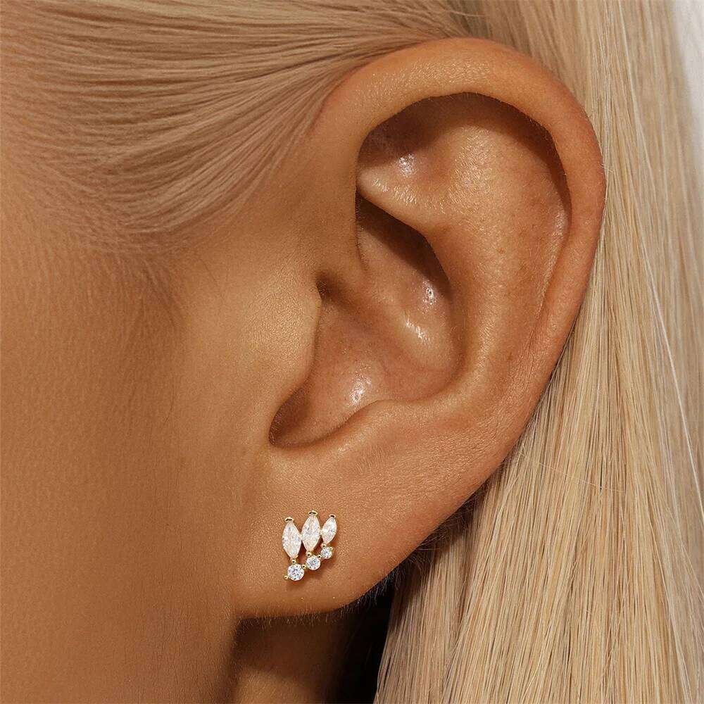 Aide 925 Sterling Silver Tragus Rock Helix Earring For Women Zircon Cartilage Drop Piercing Ear Lobe Jewelry