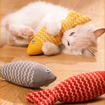 Cat toy simulation fish, cat mint fish, cat teasing stick, self fun and relieve boredom, cat supplies, linen fish dolls, cat toys