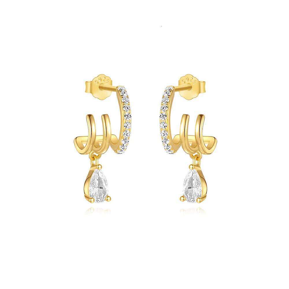 Aide 925 Sterling Silver Three Fake Items Stud Earrings Exaggerated New Design Ear Simple Women Fashion Jewelry Hiphop