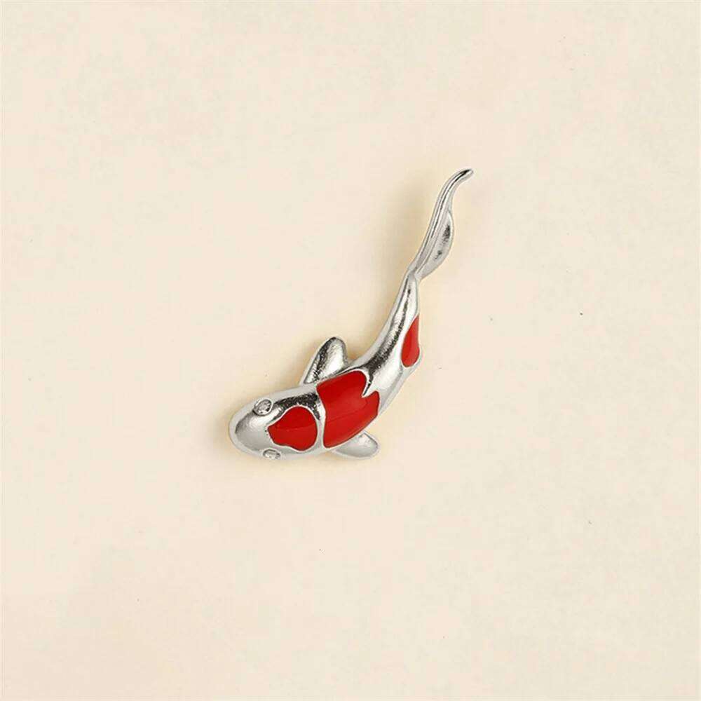 Aide 1pc Plata 925 Sterling Silver 18K Gold Color Animal Piercing Earring For Women Enamel Lucky Koi Fish Ear Bone Studs Jewelry