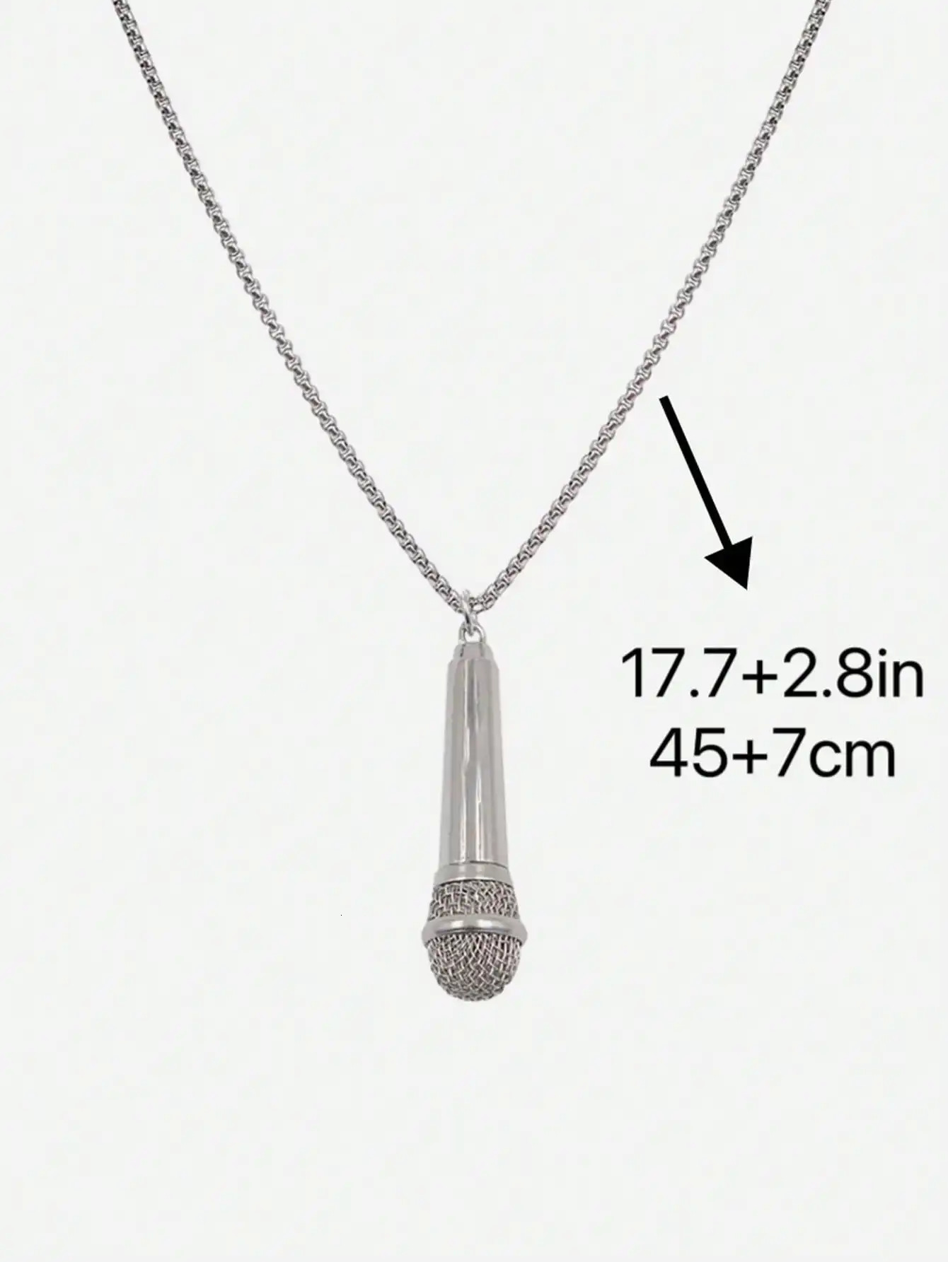 Creative 3D Microphone Pendant Necklace Mens Punk Hip-hop Fashion Jewelry Couple Necklace 251230