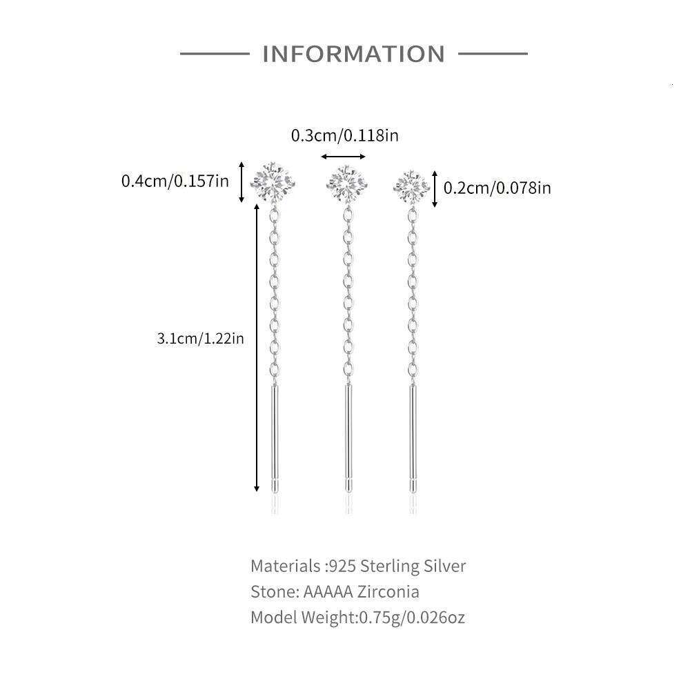 Aide 925 Sterling Silver 3Piece 2/3/4mm Mini Zircon Set Simple Tassel Piercing Earrings For Women DIY Daily Wear Earring