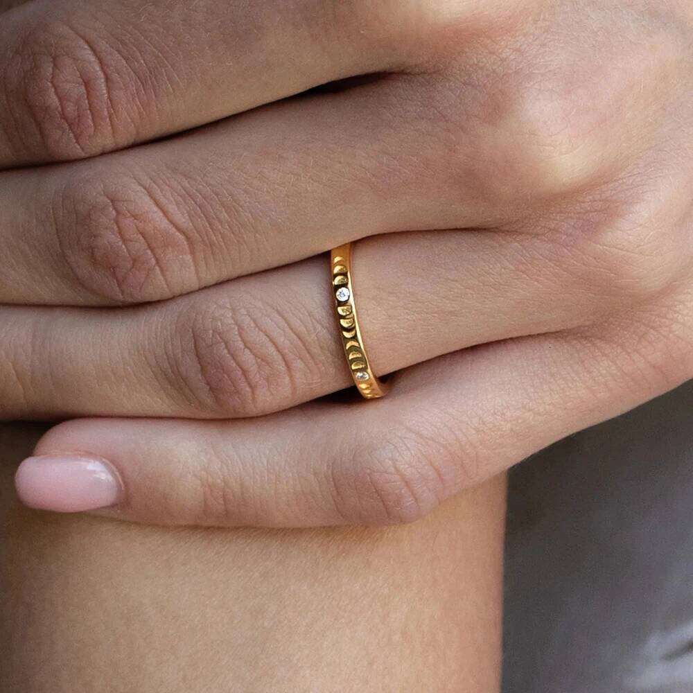 Aide 925 Sterling Silver Simple Carving Patterns Stack Promise Rings For Women High Quality K Gold Jewelry Wedding Party Gift