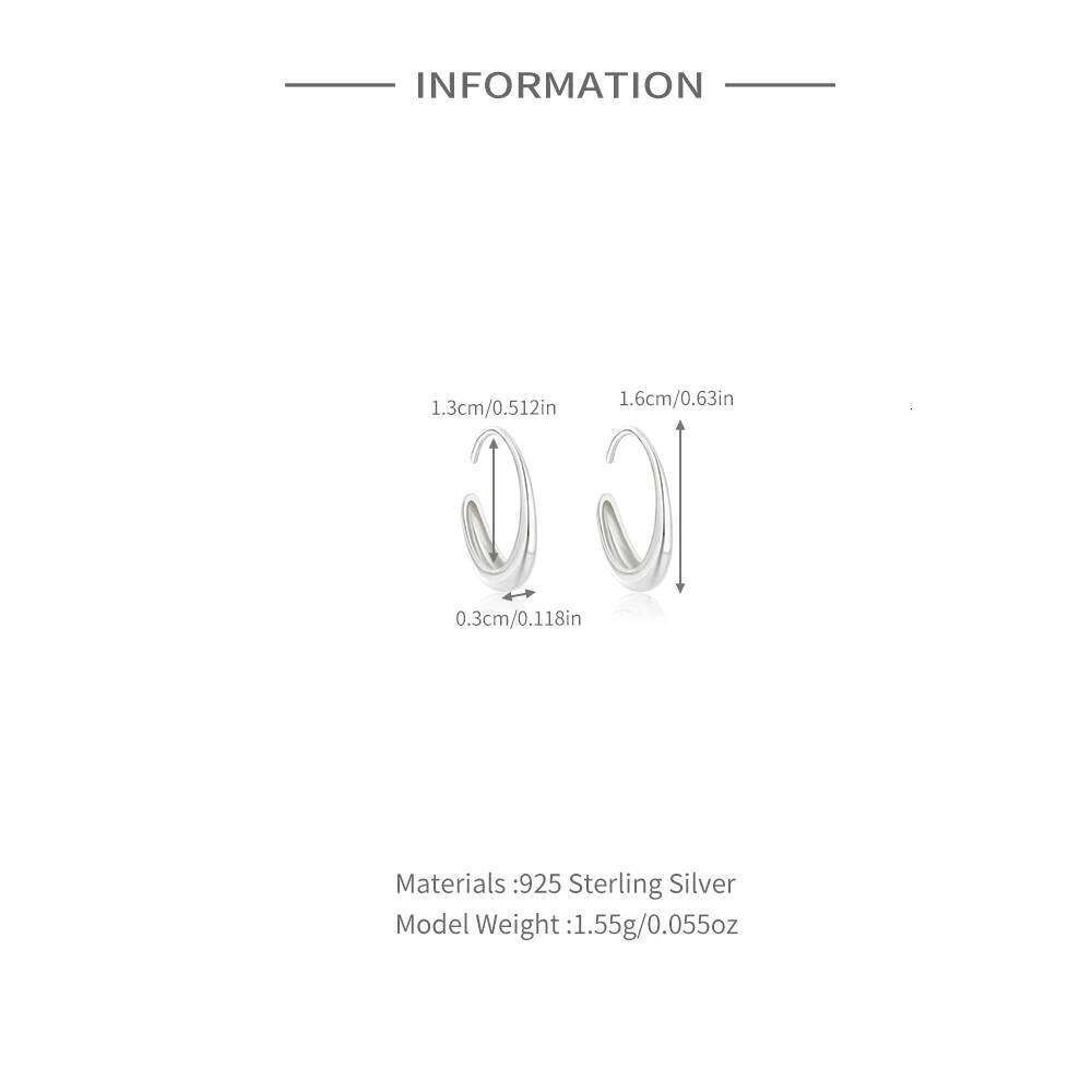 Aide 925 Sterling Silver Water Drop C Shaped Gold Hoop Piercing Earrings For Women Simple Luxury High Quality Fine Jewelry Gift