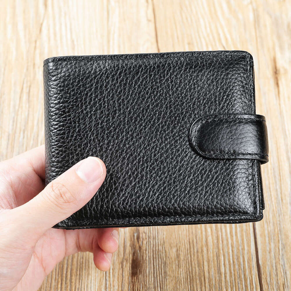 Genuine Leather Men Short Cowhide Driver's License Multi-Functional High-End Men's Money Clip European and American Trendy Wallet
