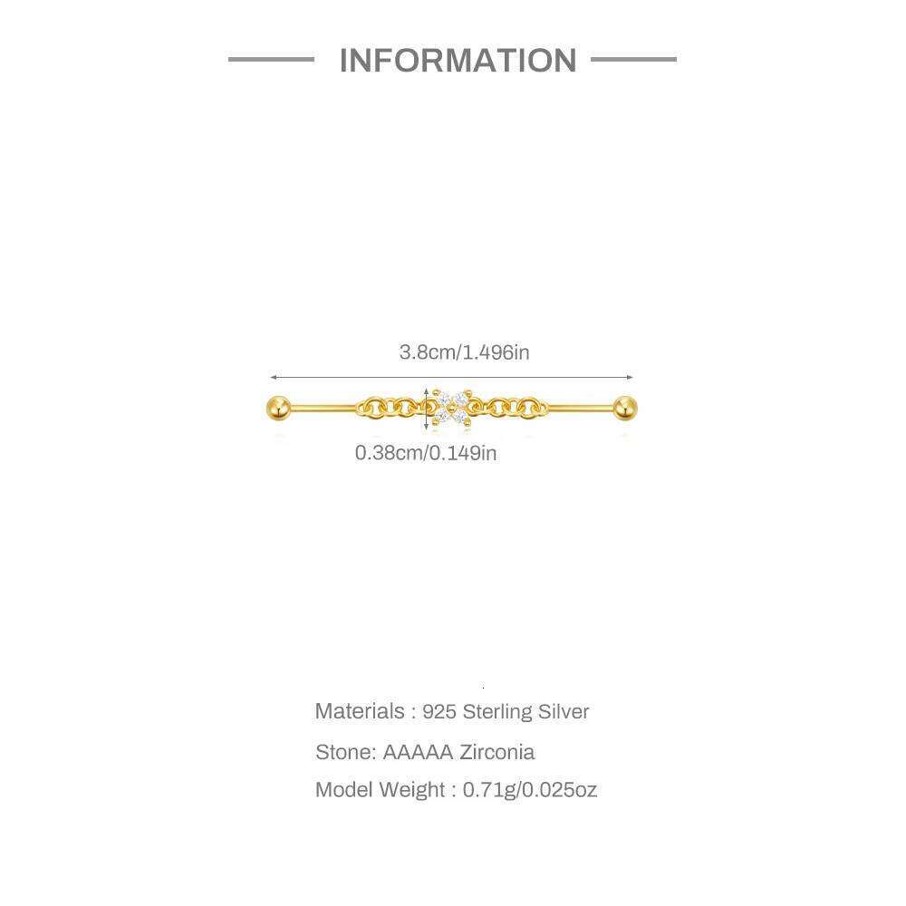 Aide 925 Sterling Silver Lucky Flower Pendant Stud Earrings Industrial Piercing Barbell Chain Ear Bone Earring Student Gift Jewe