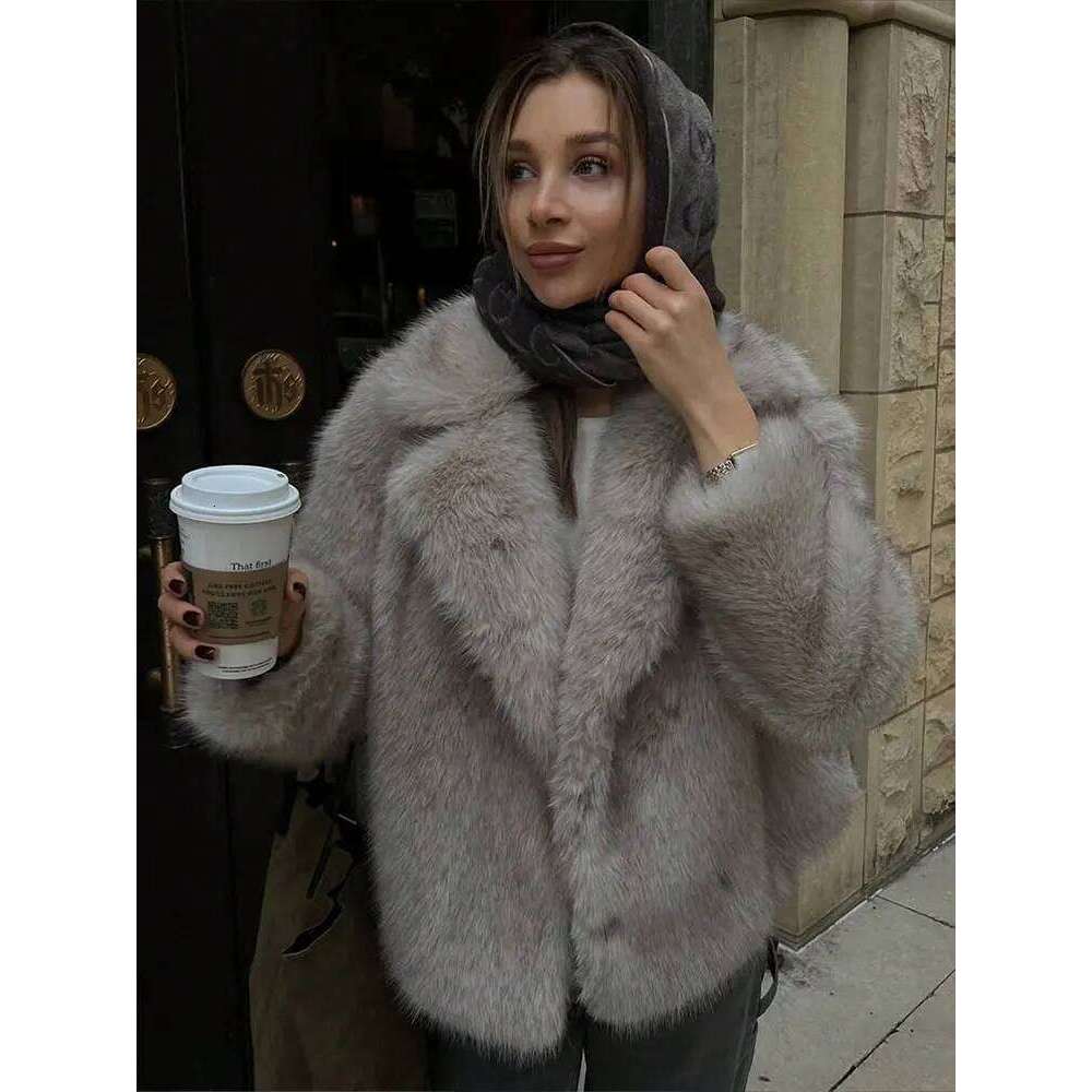 HH Women Elegant Solid Faux Fur Coat Long Sleeve Button Jacket Autumn Winter Warm Outerwear Female Fashion High Street Coats