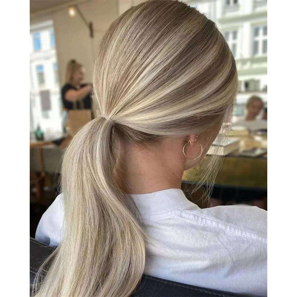 Soft Long Length Natural Straight Single Wig Woman Beautiful Streaks Ash Blonde Original Factory Cheap Wigs On Clearance Sale