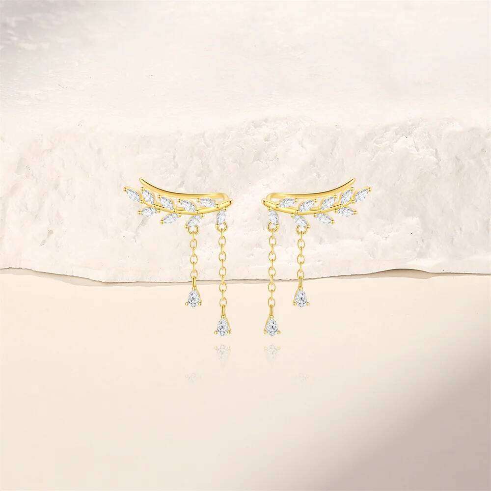 Aide Dainty Ear Climbers Earrings for Women 925 Sterling Silver Luxury Cuff Crawler Earings Bride Wedding Jewelry Gift