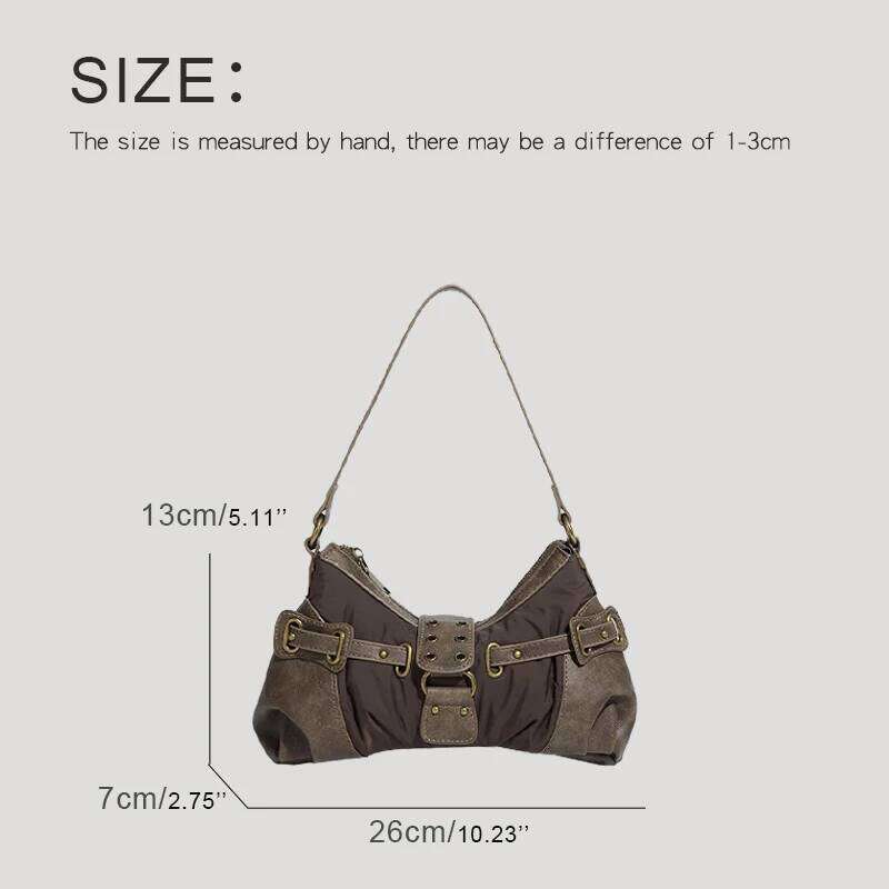 England Style Bags For Women Luxury Designer Handbags And Purses 2024 New In Polyester Vintage Rivet Small Underarm Shoulder Bag