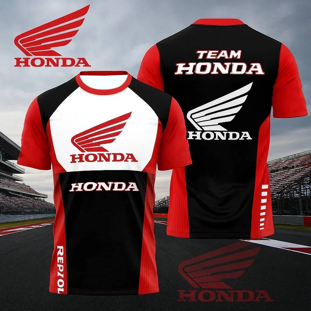 2ul6 Men's T-shirts Mens Honda Summer Short Sleeve T-shirt Car Brand Sports Motorcycle Racing Quick-dry Jersey Casual Fashion