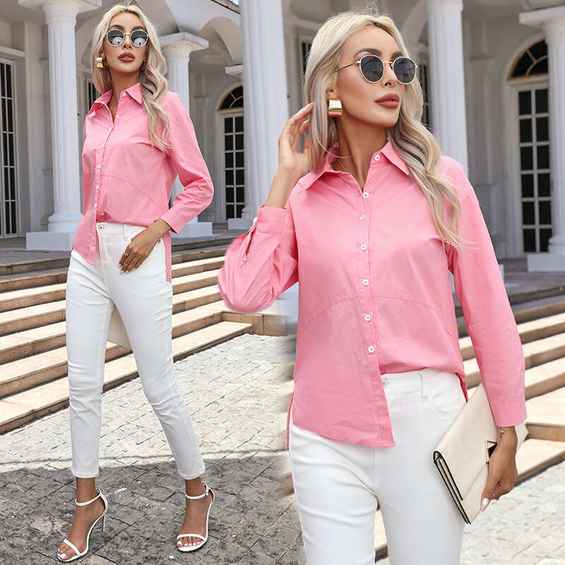 2026 European American Foreign Trade Clothing Spring and Autumn New Women's Pure Cotton Casual Long Sleeve Shirt Ladies' Top