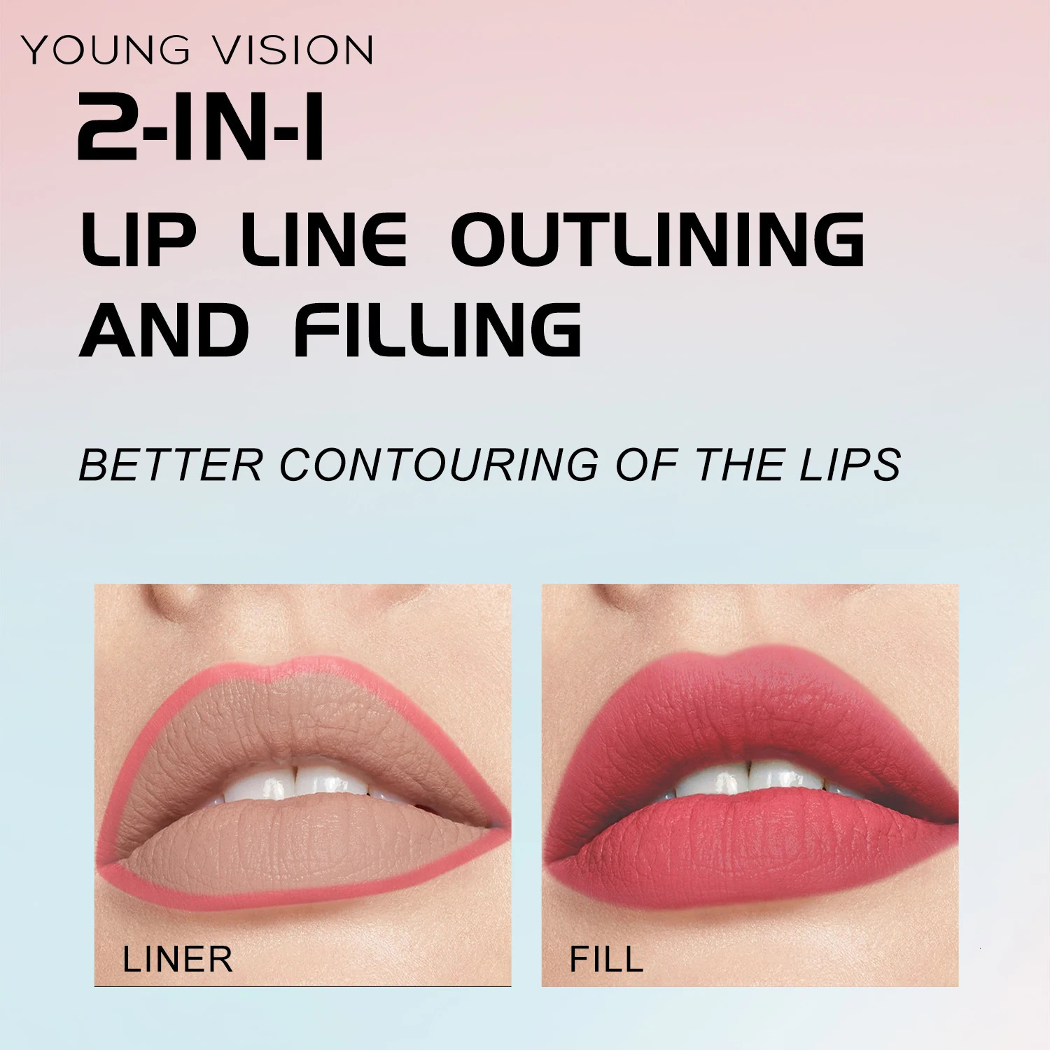 Waterproof Liquid Lip Liner Gourd Shape Sponge Applicator for Precise Outline - Matte Long-Lasting Lip Contour Pen Lip Tint 251231