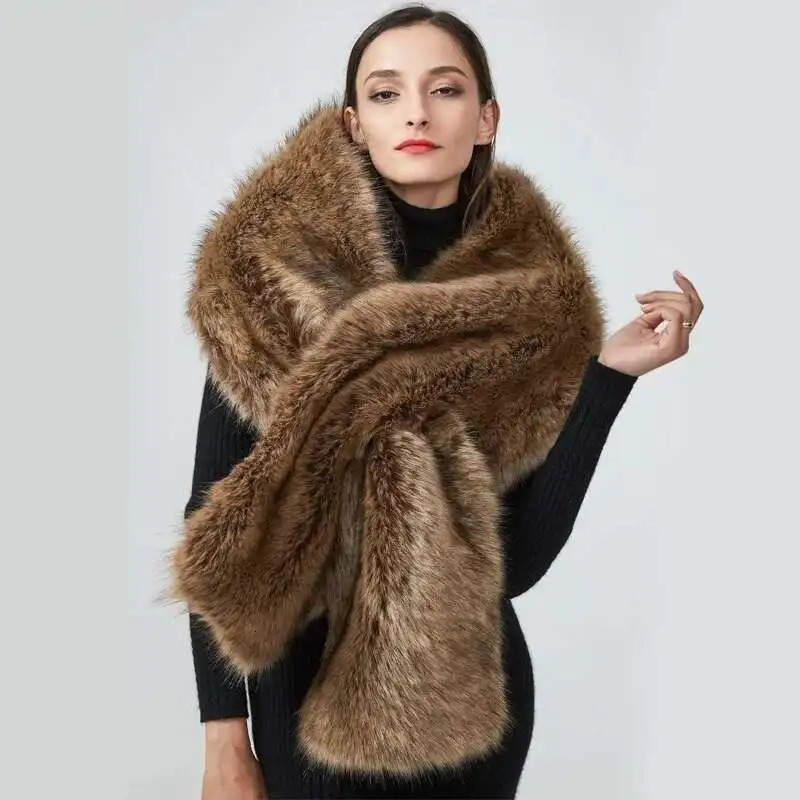 Winter Faux Fur Shawl Large Fluffy Scarf Neck Warmer Women Furry Collar Wedding Bridal Formal Evening Party Shrug Accessories 251225