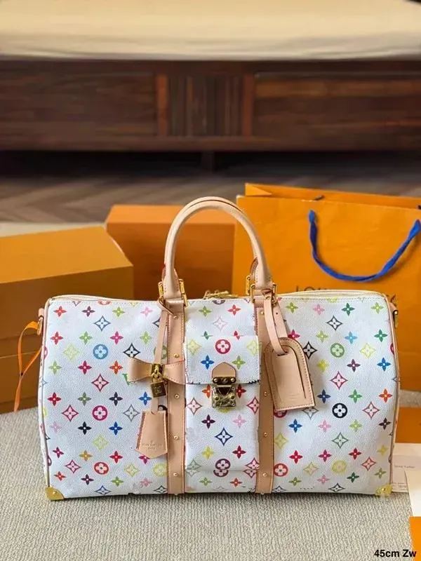 10A Top New Travel duffel bag Men and women Large capacity keepall 45 bag Takashi Murakami Tricolored Travel bag tote bag, perfect for weekend trips and business trips