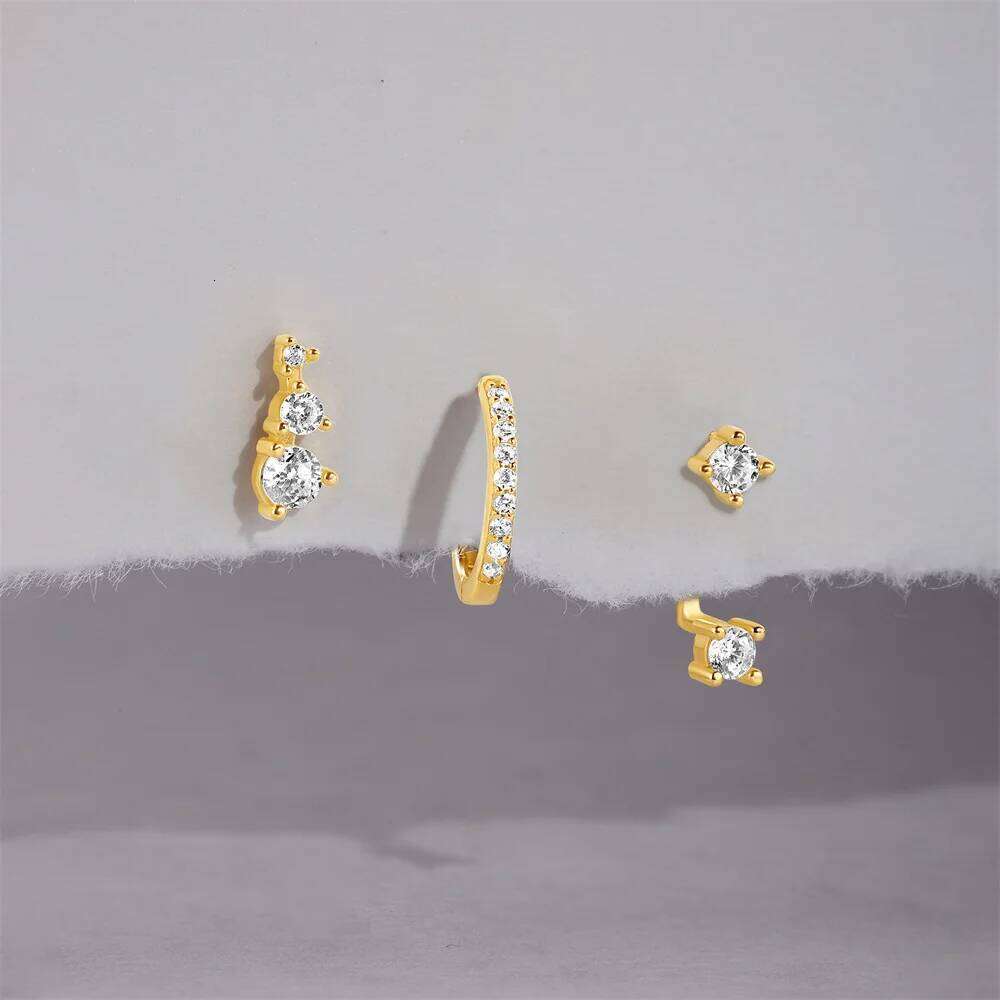 Aide 925 Sterling Silver Cubic Oxygen Zircon 3pcs INS Korean Hot New Sales Round Earrings For Women Girls Fine Jewelry