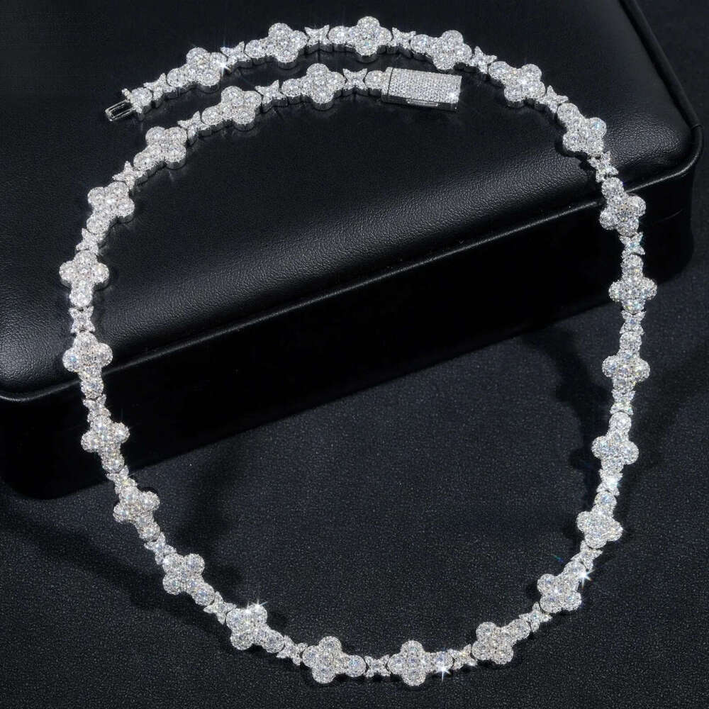 Arrivals New model 2024 Tennis Necklace Moissanite Diamond 925 Sterling Silver 10mm Cross Star Men and women Cuban Link Chain