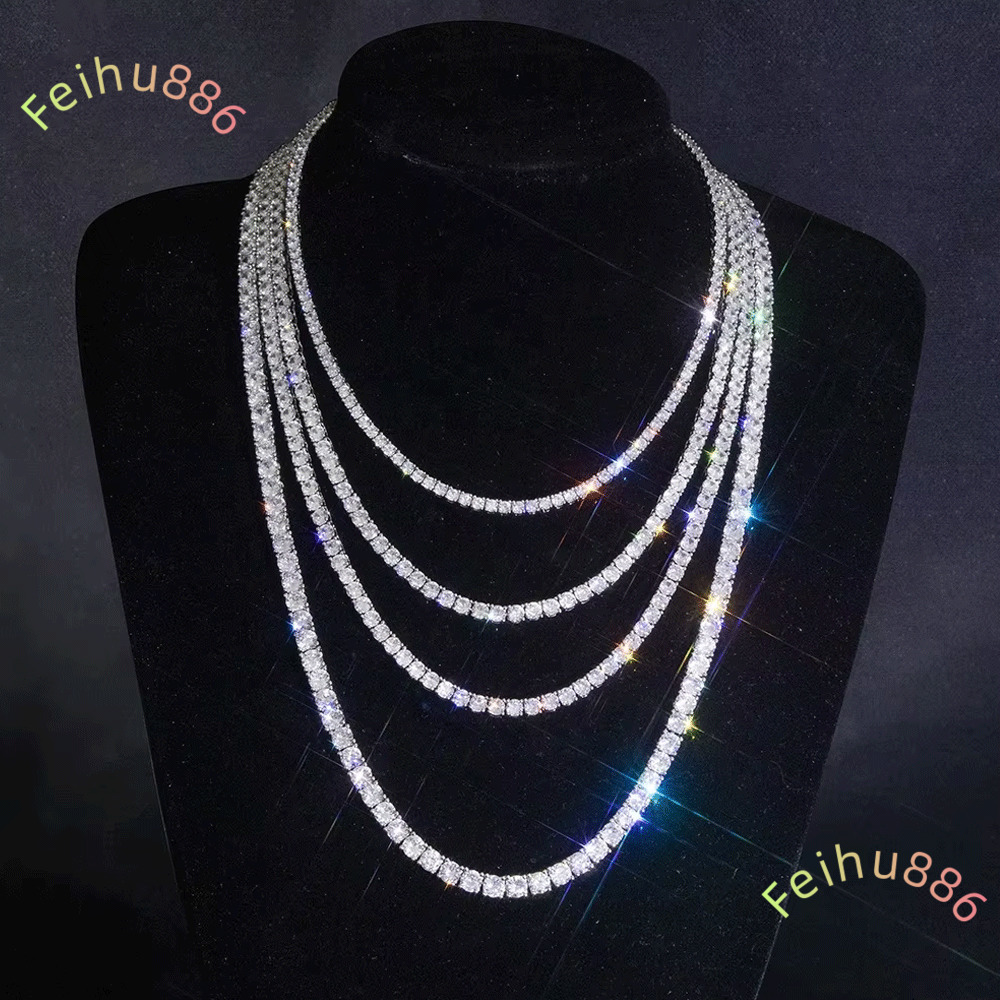 Wholesale Custom Gold Plated Jewelry 3MM 4MM 5MM Men Women Iced Out Cubic vvs moissaniteia vvs moissanite Diamond Chain Tennis Necklace
