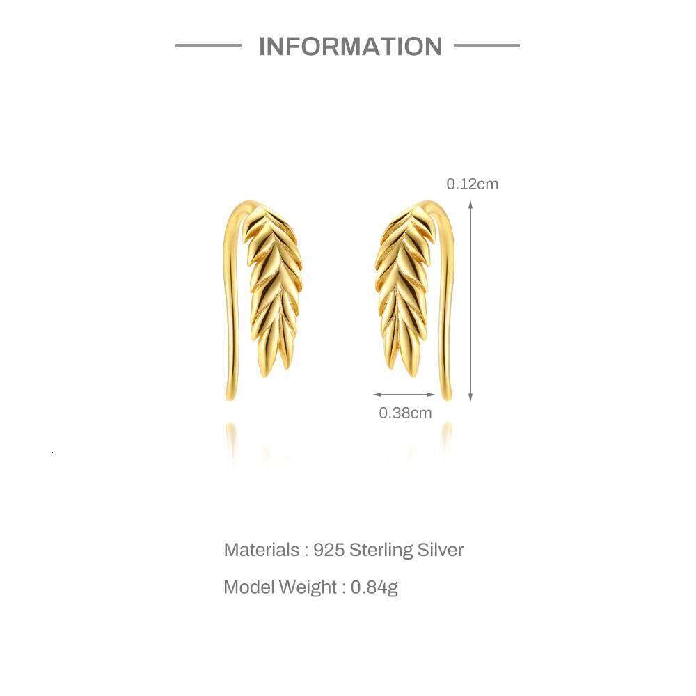 Aide 925 Sterling Silver Ear Fishtail Hook for Women Wheatear Rose Zircon Climbing Earrings Fashion Jewelry Gifts 1pair