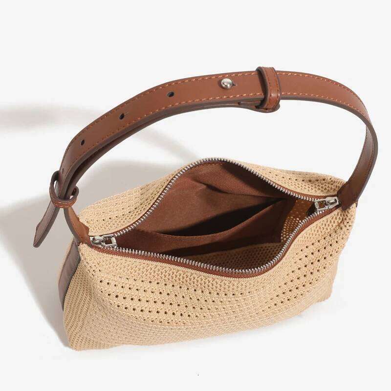 Beach Small Hobos Bags For Women Luxury Designer Handbags Purses 2025 New In Polyester Letter Hollow Cloth Underarm Shoulder Bag