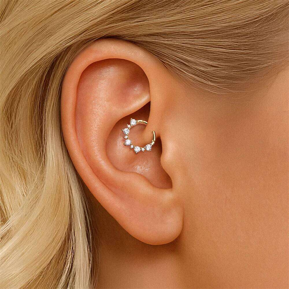 Aide 925 Sterling Silver Gold Small Zirconia Huggie Hoop Earrings For Women Girls Gift Wedding Engagement Party Ear Buckle