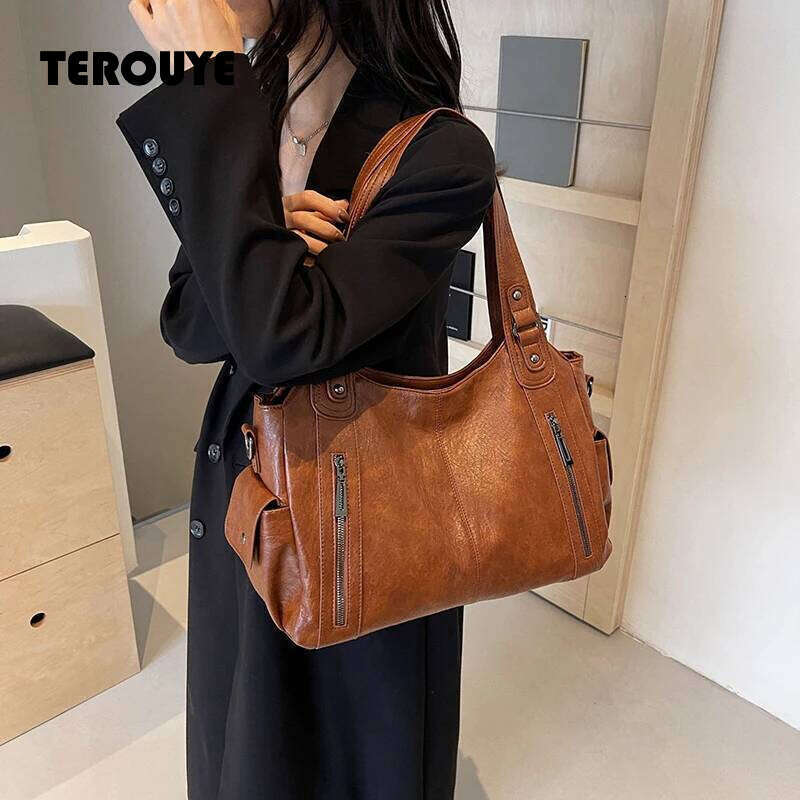 Soft Interior Compartment Shoulder High Quality Contrasting Colors Crossbody Bags For Women Fashion Pu Leather Handbags TEROUYE