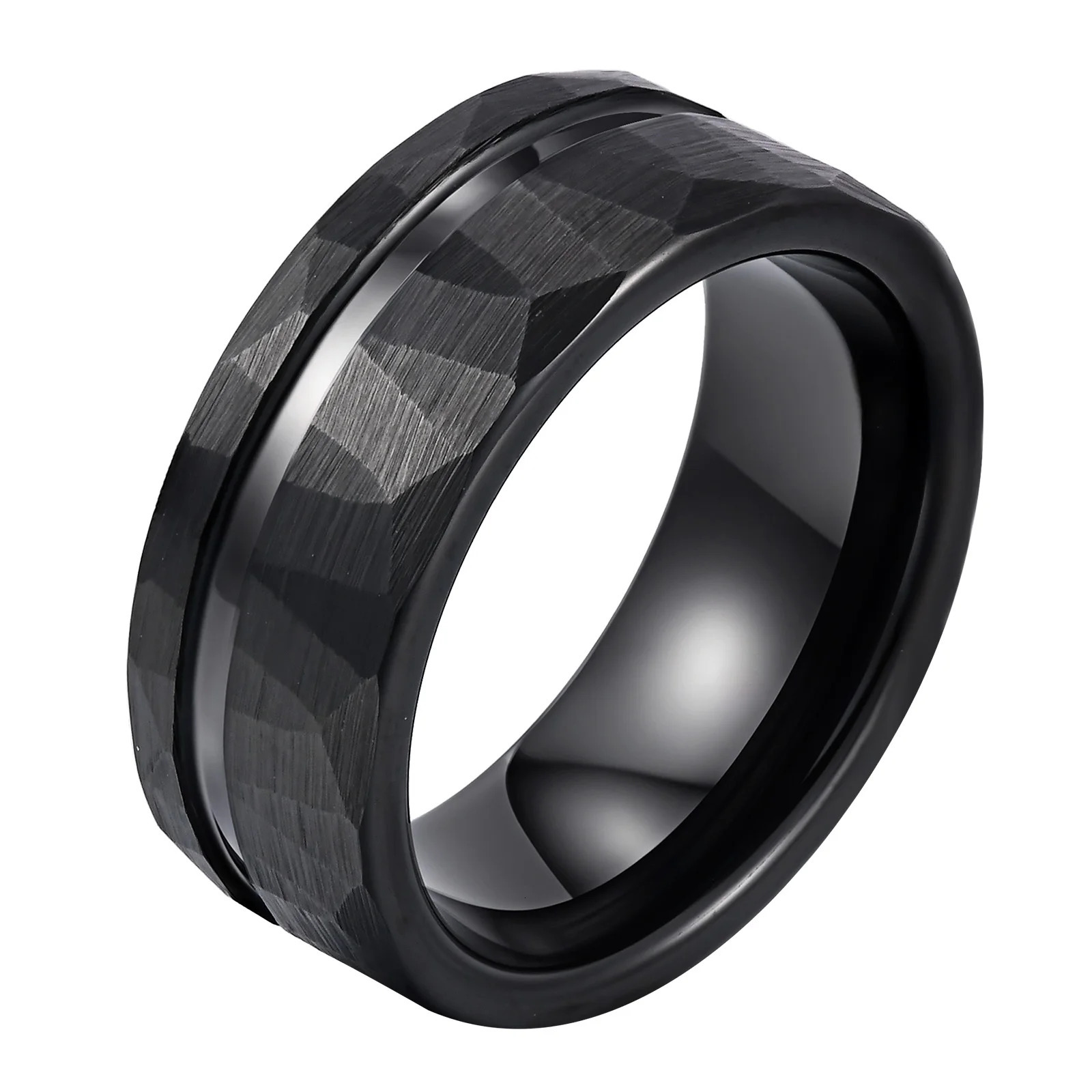 Trendy Black Color 8mm Mens Tungsten Ring Groove Surface Brushed Carbide Wide Ring High Quality Classic Jewelry Gift 251230