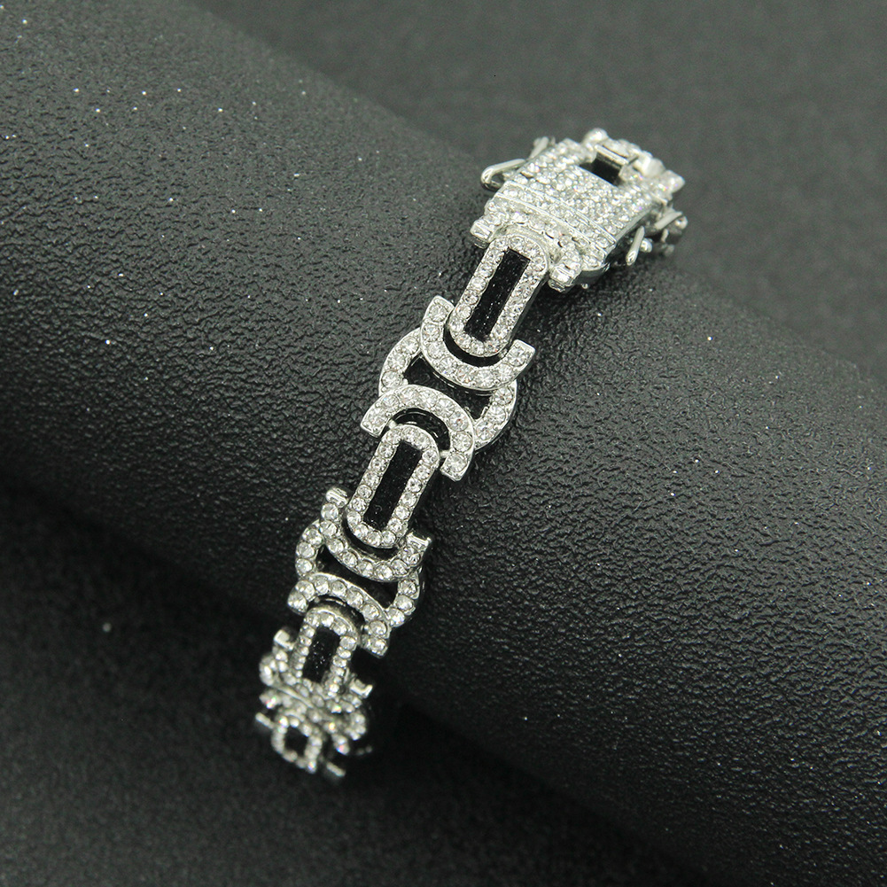 Luxury Brand Designer Jewelry European And American Hip-Hop Full Diamond Splicing Men's Personality Necklace Exaggerated Domineering Geometric Sh