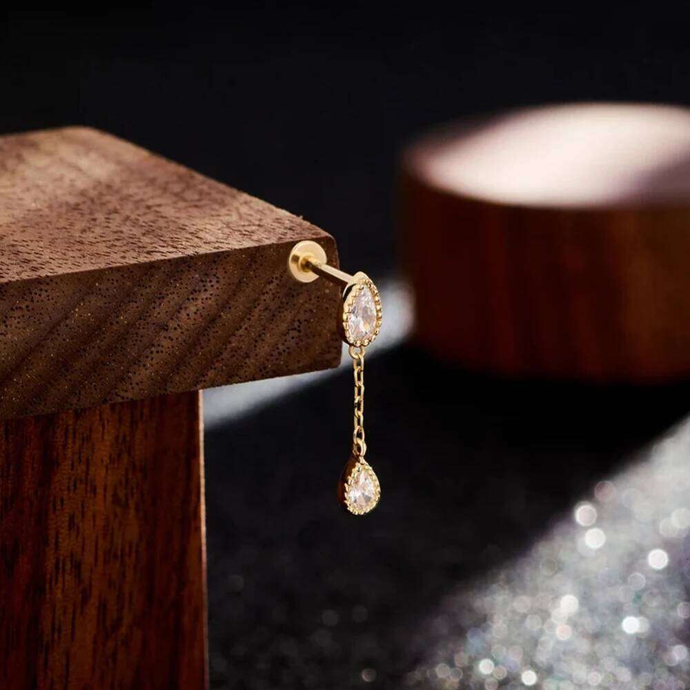 Aide 925 Sterling Silver Hollow Lotus Earrings CZ Paved Top Threaded Labret Ear Stud Tragus Lip Ring Body Piercing Jewelry