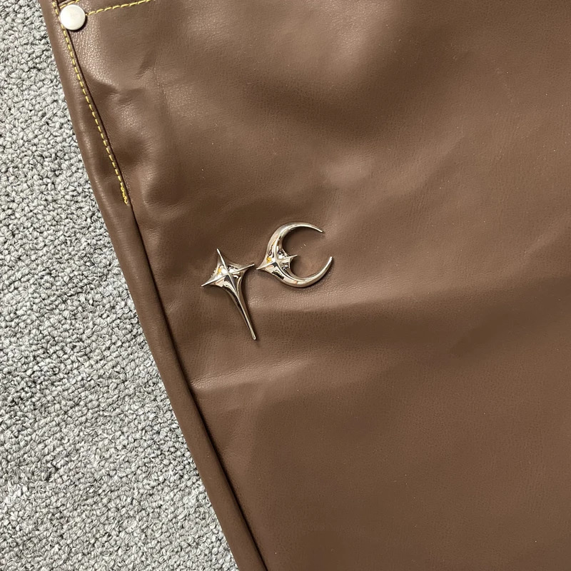 Thug Club Leather Shorts Mens Clothing Daily Casual American High Street Metal THUG CLUB Short Pants 251230