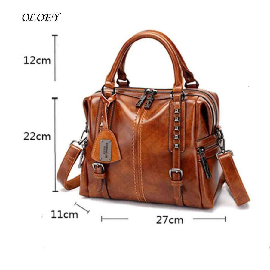 Oloey Women rivet Shoulder Messenger Bag Luxury Handbags Leather Crossbody Ladies Hand Bags for Woman Bolsa Feminina Noble temperament bag