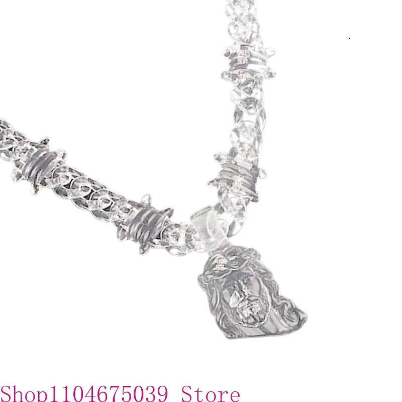 Hiphop Acrylic Pendant Necklace Fashion Neck Jewelry Statement Spikes Chain Jewelry Suitable for Men and Women Present 251230