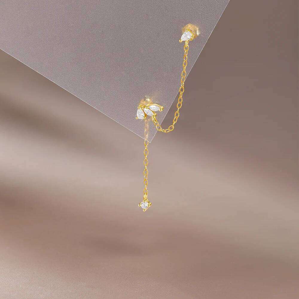 Aide 925 Sterling Silver Elegant Long Chain Tassel Drop For Women Shimmering Zircon Charm Threader Earrings Jewelry