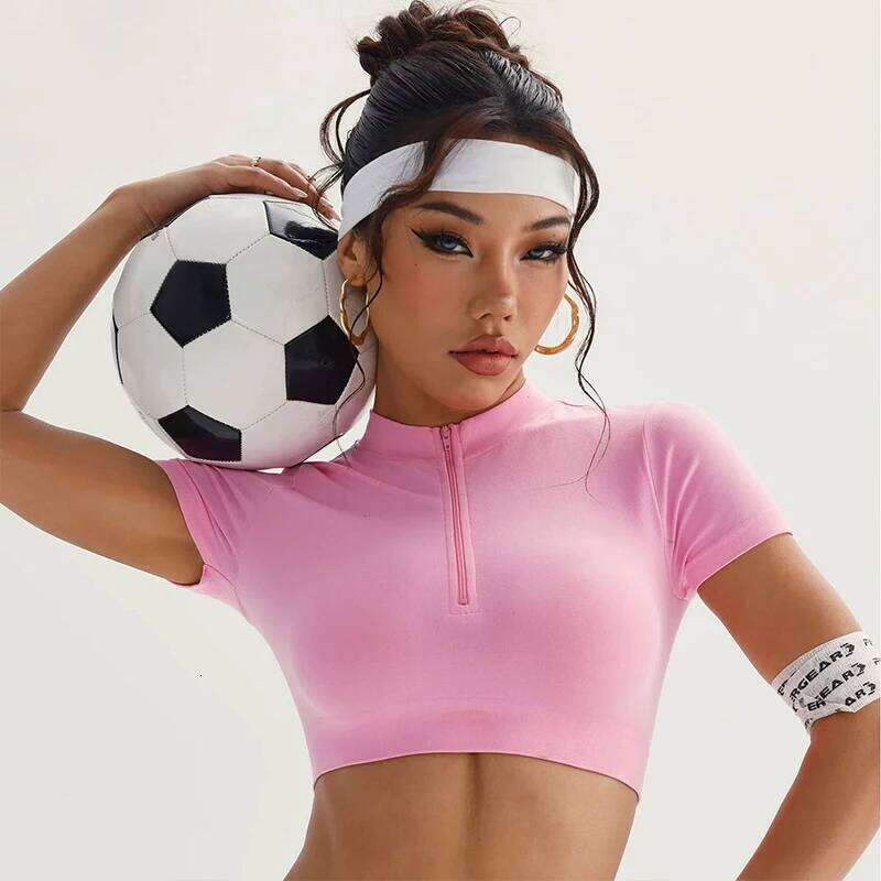 Women's zipper short yoga jacket, seamless T-shirt, stretch shirt, summer training clothes, fitness sportswear