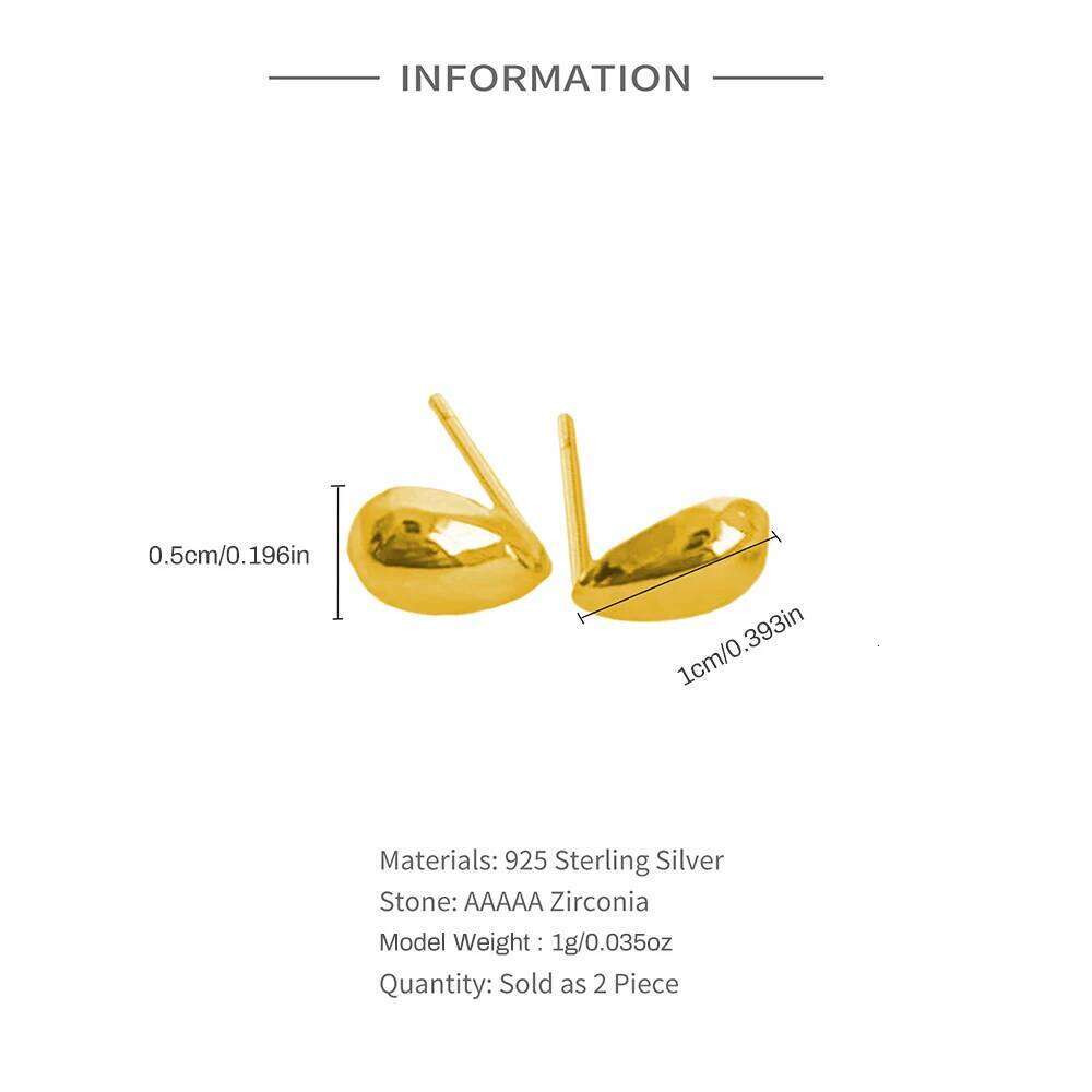 Aide 925 Sterling Silver 1 Pair Chic Water Drop Reflective Surface Earrings For Women 18K Gold Simple Vintage Elegant Jewelry