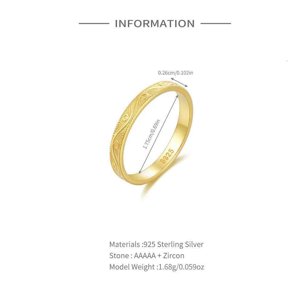 Aide 925 Sterling Silver Simple Carving Patterns Stack Promise Rings For Women High Quality K Gold Jewelry Wedding Party Gift