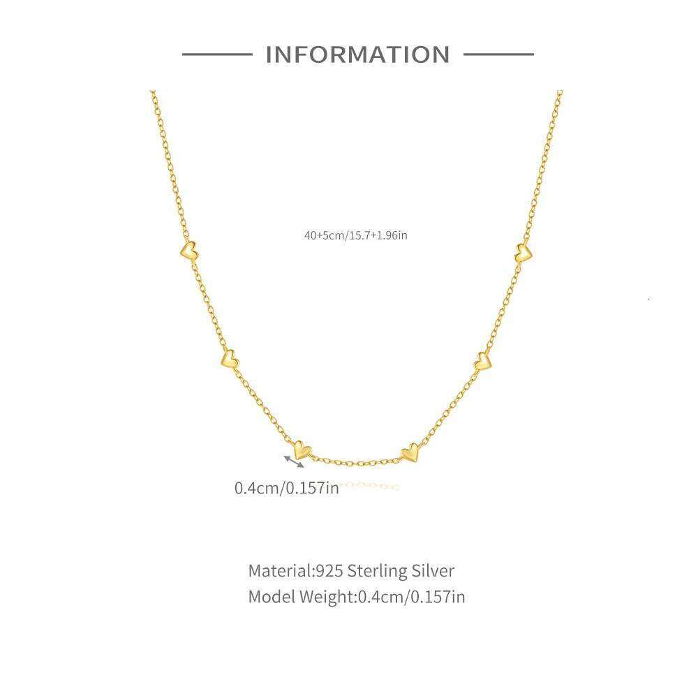 Aide 925 Sterling Silver Heart Charm Necklace Long Choker Luxury Party Anniversary Winter Christmas Jewelry For Women