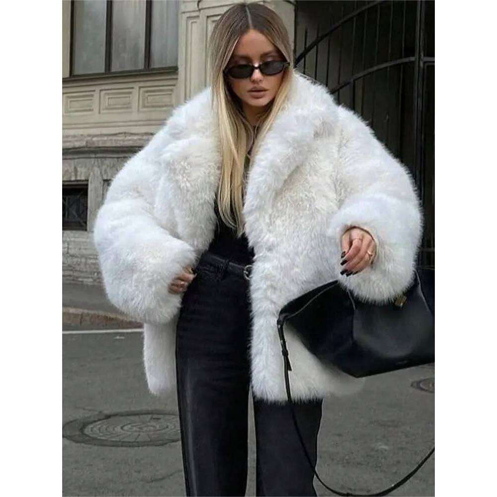 HH Women Elegant Solid Faux Fur Coat Long Sleeve Button Jacket Autumn Winter Warm Outerwear Female Fashion High Street Coats