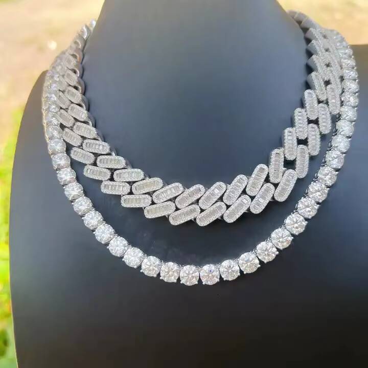 6mm Custom Necklace Fashion Hip Hop Jewelry Sterling Silver 925 Necklace With Vvs Moissanite Tennis Chain