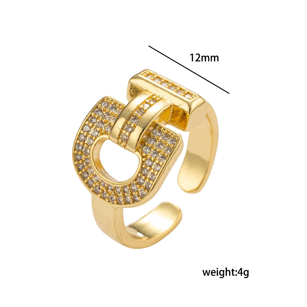 Luxury Brand Designer Jewelry European And American Horseshoe Buckle Ring With Diamond Inlay Hollow Design 2025 New Fashionable Versatile Open Ring Fo